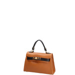 Borsa a mano da donna 100% vera pelle 07221-D44 CUOIO+D28 NERO Roberta Rossi