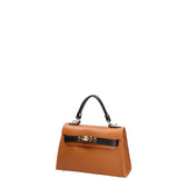 Borsa a mano da donna 100% vera pelle 07221-D44 CUOIO+D28 NERO Roberta Rossi