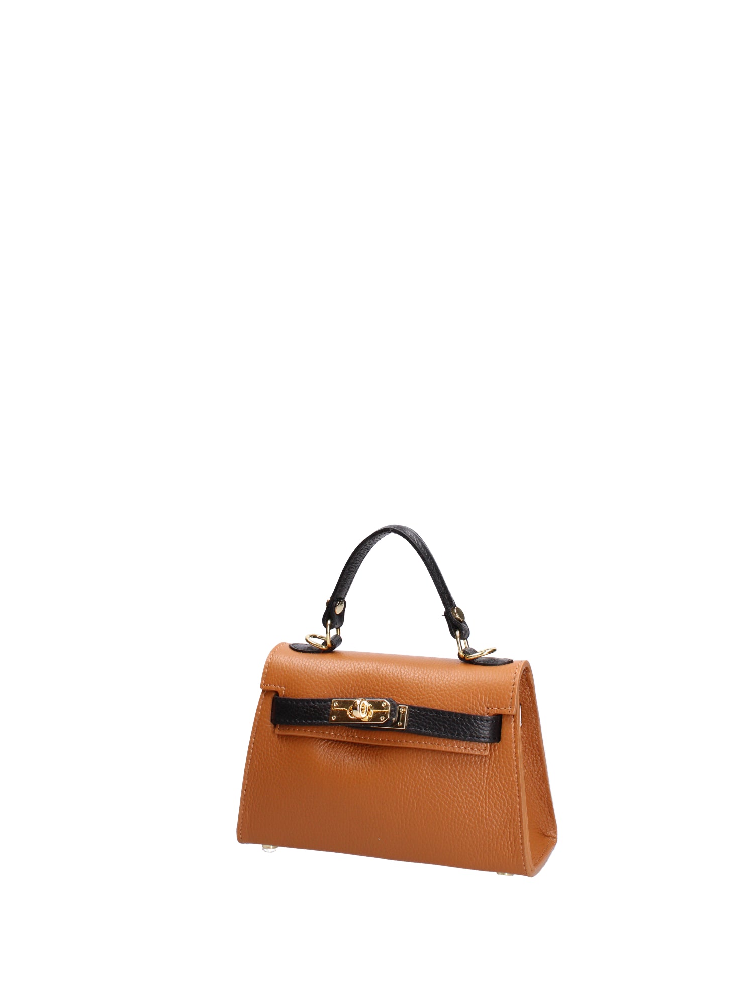 Borsa a mano da donna 100% vera pelle 07221-D44 CUOIO+D28 NERO Roberta Rossi