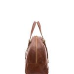 Borsa da viaggio unisex in vera pelle 100% cotone 4589-MARRONE Alessia Firenze