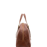 Borsa da viaggio unisex in vera pelle 100% cotone 4589-MARRONE Alessia Firenze