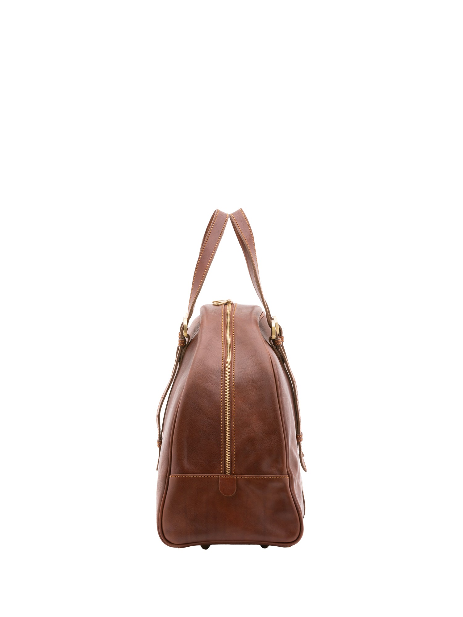 Borsa da viaggio unisex in vera pelle 100% cotone 4589-MARRONE Alessia Firenze