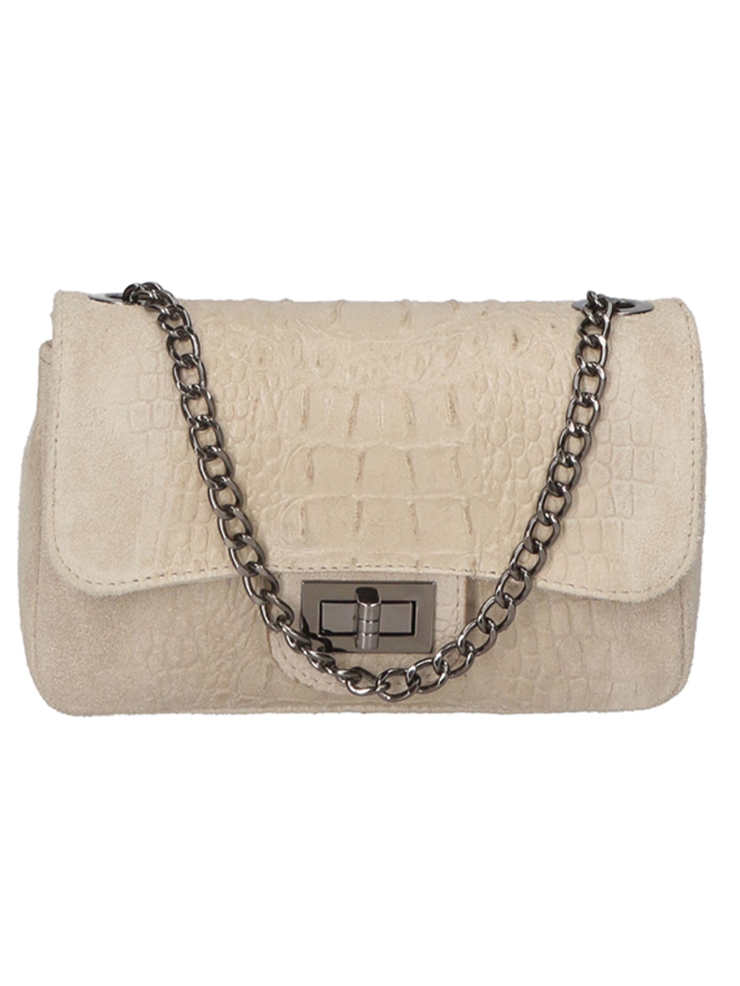 Camilla Borsa a tracolla da donna Pelle scamosciata croco 10029-TAUPE Gave Lux