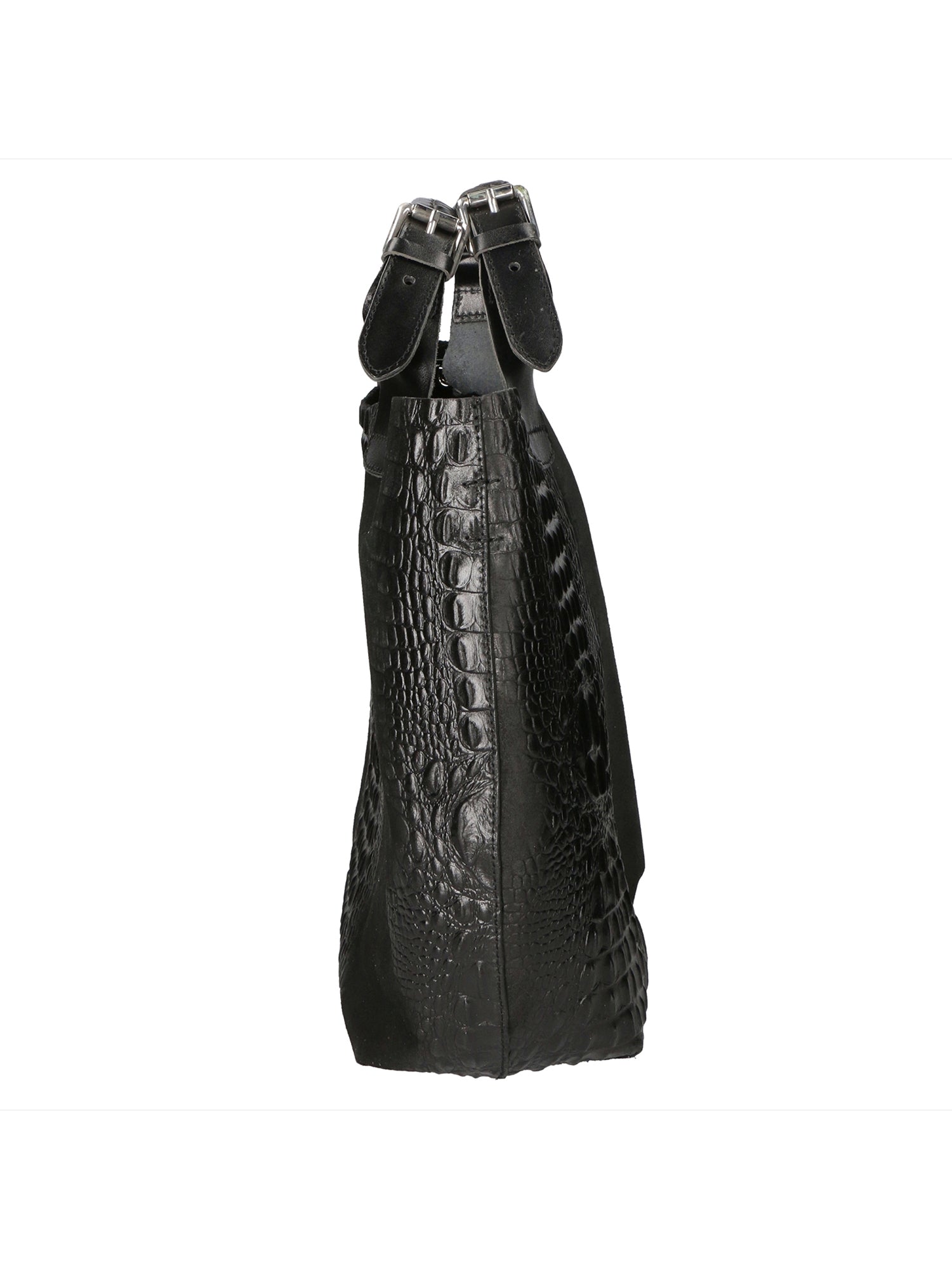 Eufemia Borsa a spalla da donna Pelle Croco Stampata 9007 1-NERO Gave Lux