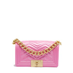 Borsa a mano da donna 100% Pvc FLAT XS MANHATTAN-AURORA PINK + OFF GOLD Marc Ellis