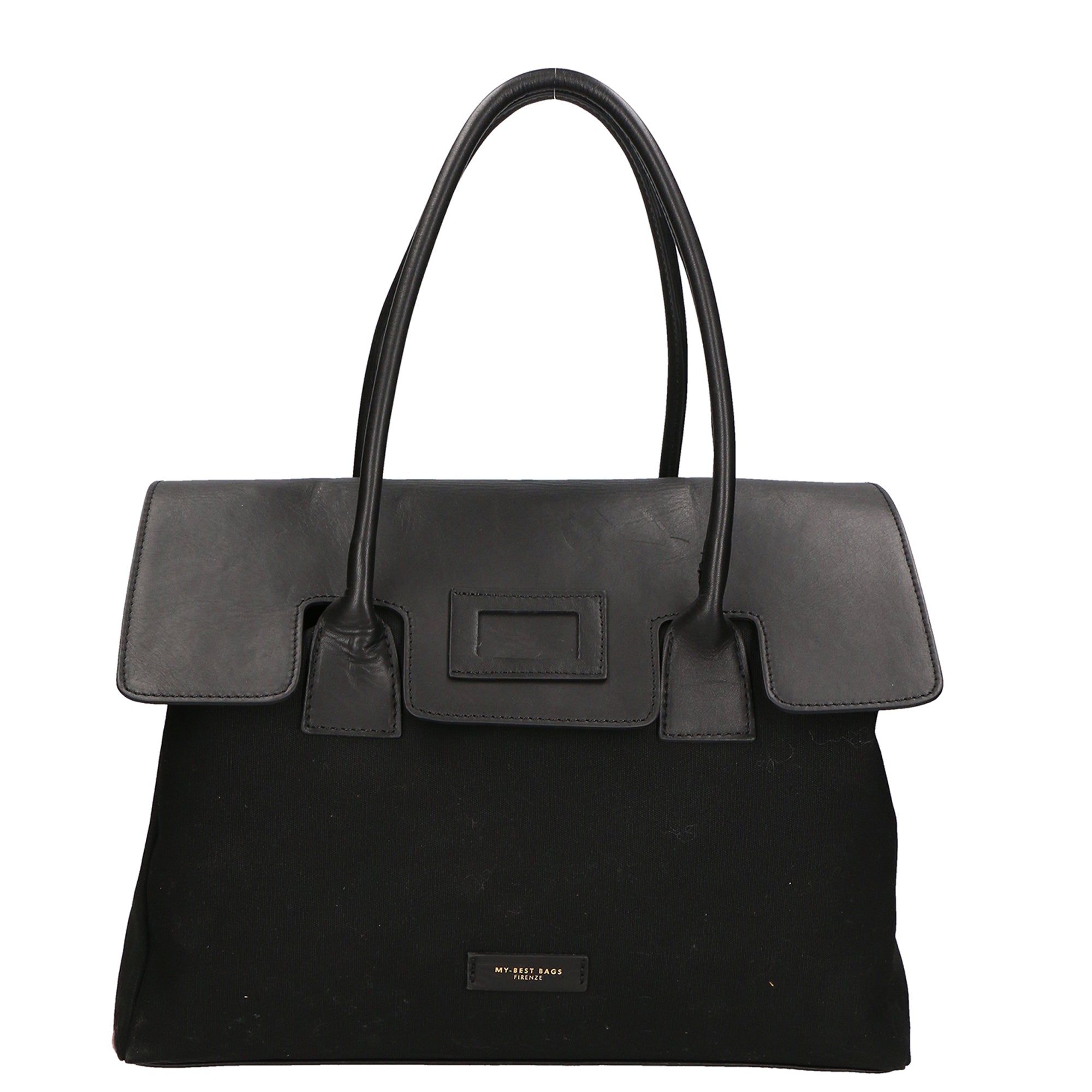 Borsa a mano da donna Vera pelle e cotone MYB-7038-SS-NERO My Best Bag