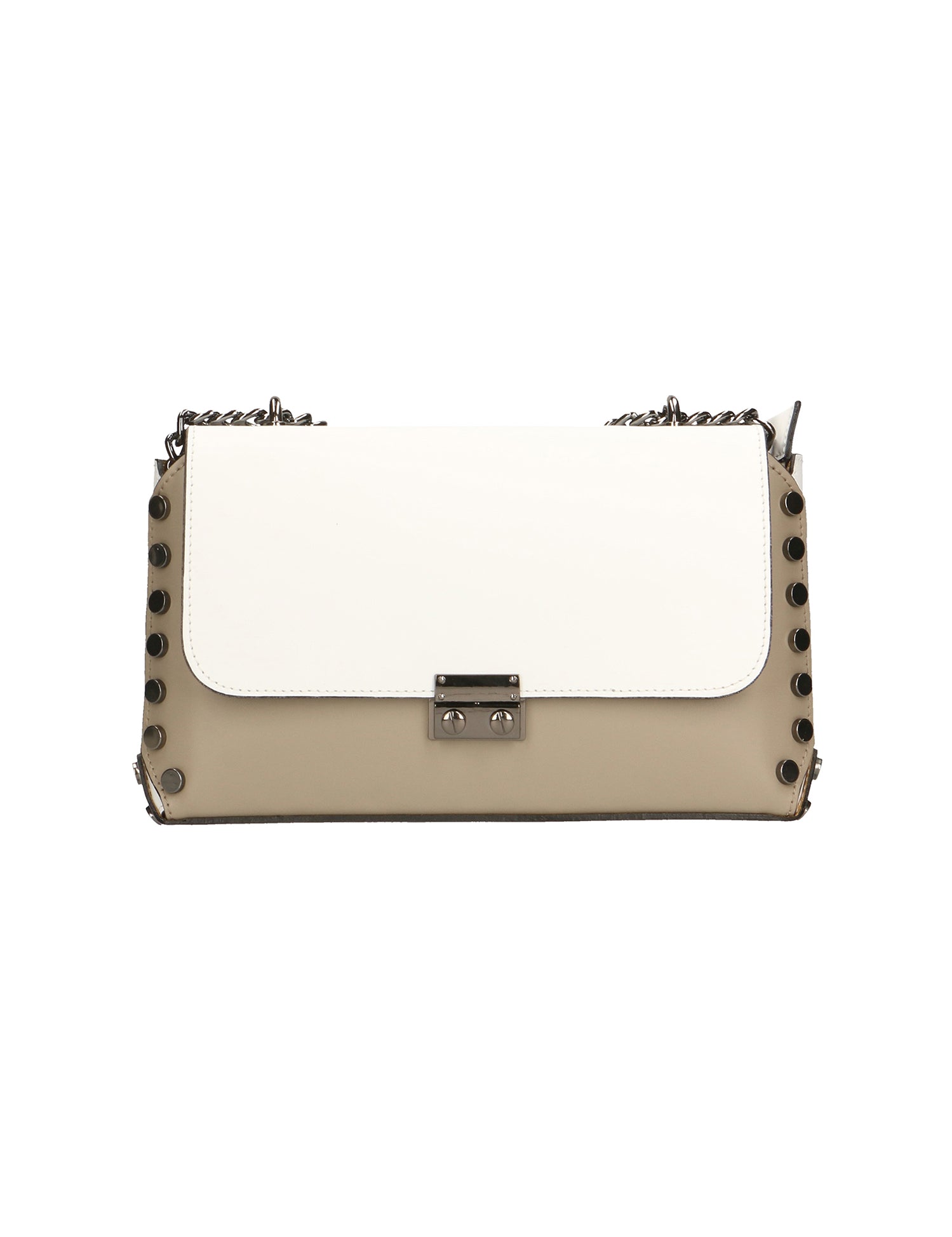 Vera pelle 8641-FANGO+BIANCO Borsa a tracolla da donna Evanthe Pro Gave Lux