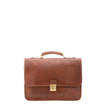 Borsa a mano unisex in vera pelle Made in Italy 4017-MARRONE Alessia Firenze