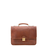 Borsa a mano unisex in vera pelle Made in Italy 4017-MARRONE Alessia Firenze