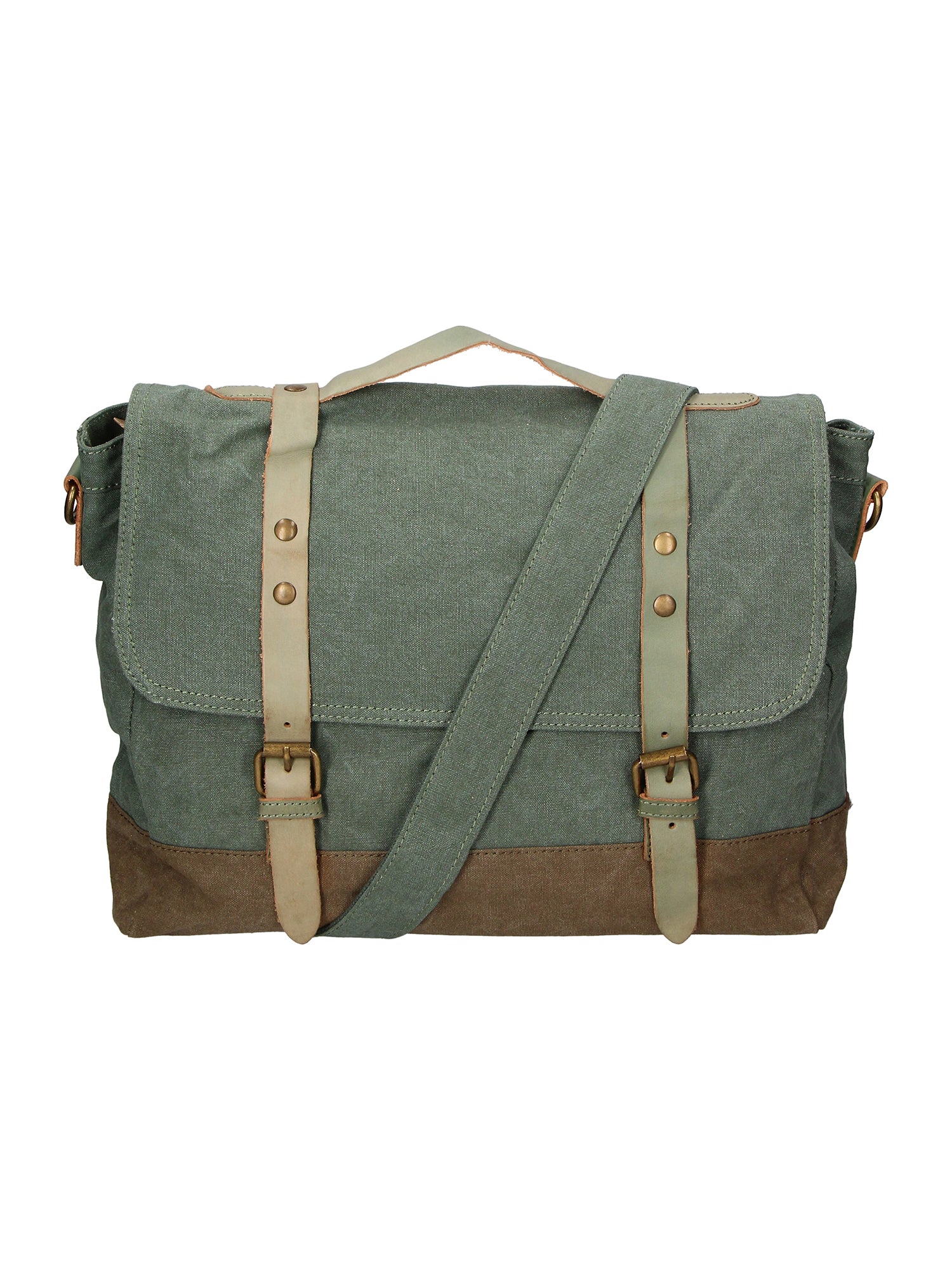 Minerva Borsa a mano unisex Canvas e pelle ZG3011-VERDE GREEN Gave Lux