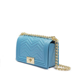 Borsa a mano da donna 100% PVC FLAT S MANHATTAN-NORSE BLUE + LIGHT GOLD Marc Ellis