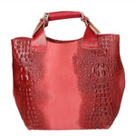 Eufemia Borsa a spalla da donna Pelle Croco Stampata 9007 1-ROSSO Gave Lux