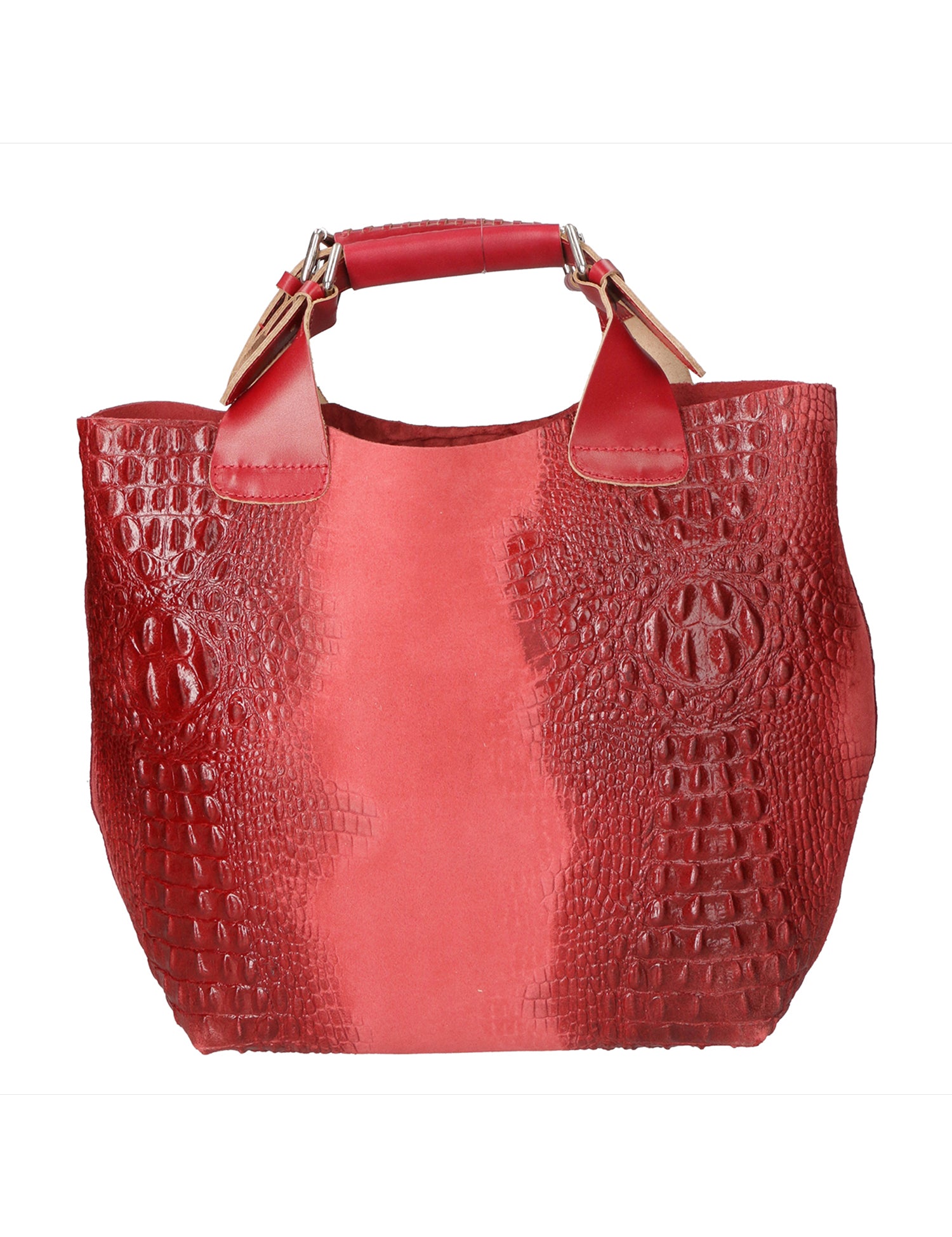 Eufemia Borsa a spalla da donna Pelle Croco Stampata 9007 1-ROSSO Gave Lux