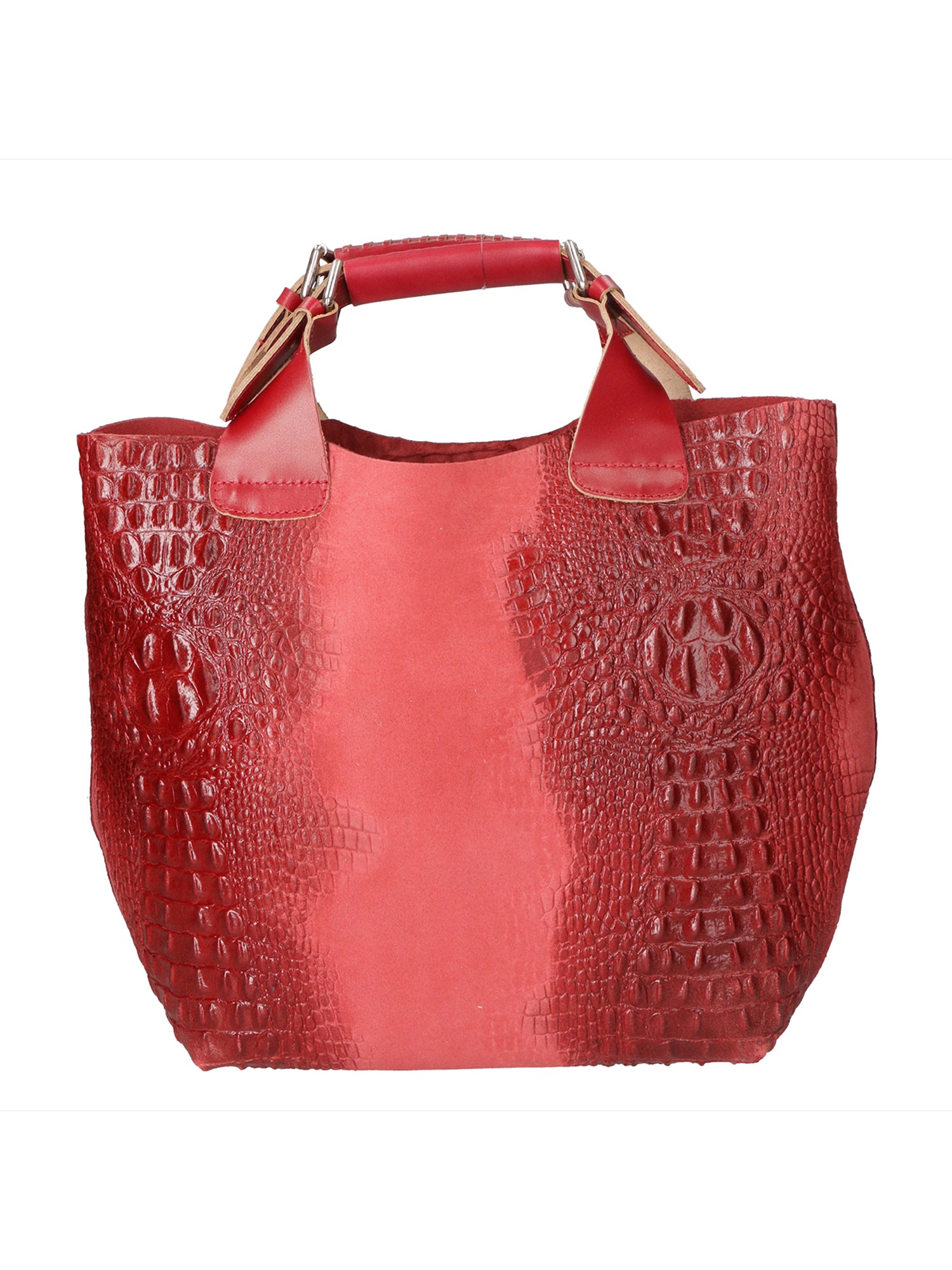 Eufemia Borsa a spalla da donna Pelle Croco Stampata 9007 1-ROSSO Gave Lux