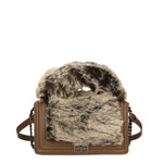 Silvana Pro Borsa a tracolla donna Vera pelle + Calfhair 6599-TAUPE Gave Lux
