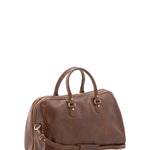 Borsa da viaggio unisex in vera pelle 100% cotone 4040-TESTA DI MORO Alessia Firenze