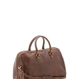 Borsa da viaggio unisex in vera pelle 100% cotone 4040-TESTA DI MORO Alessia Firenze