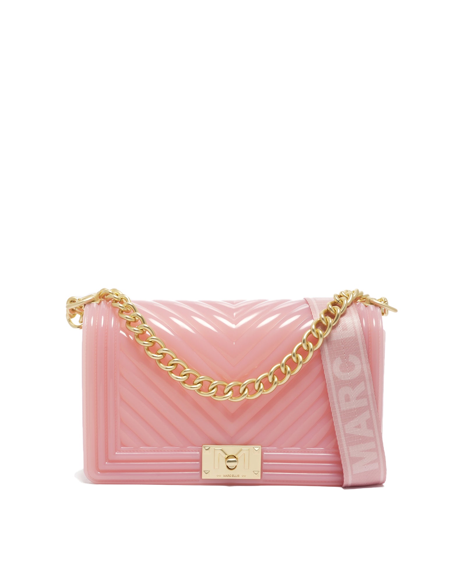 Borsa a mano da donna 100% PVC FLAT M-MAUVE + OFF GOLD Marc Ellis