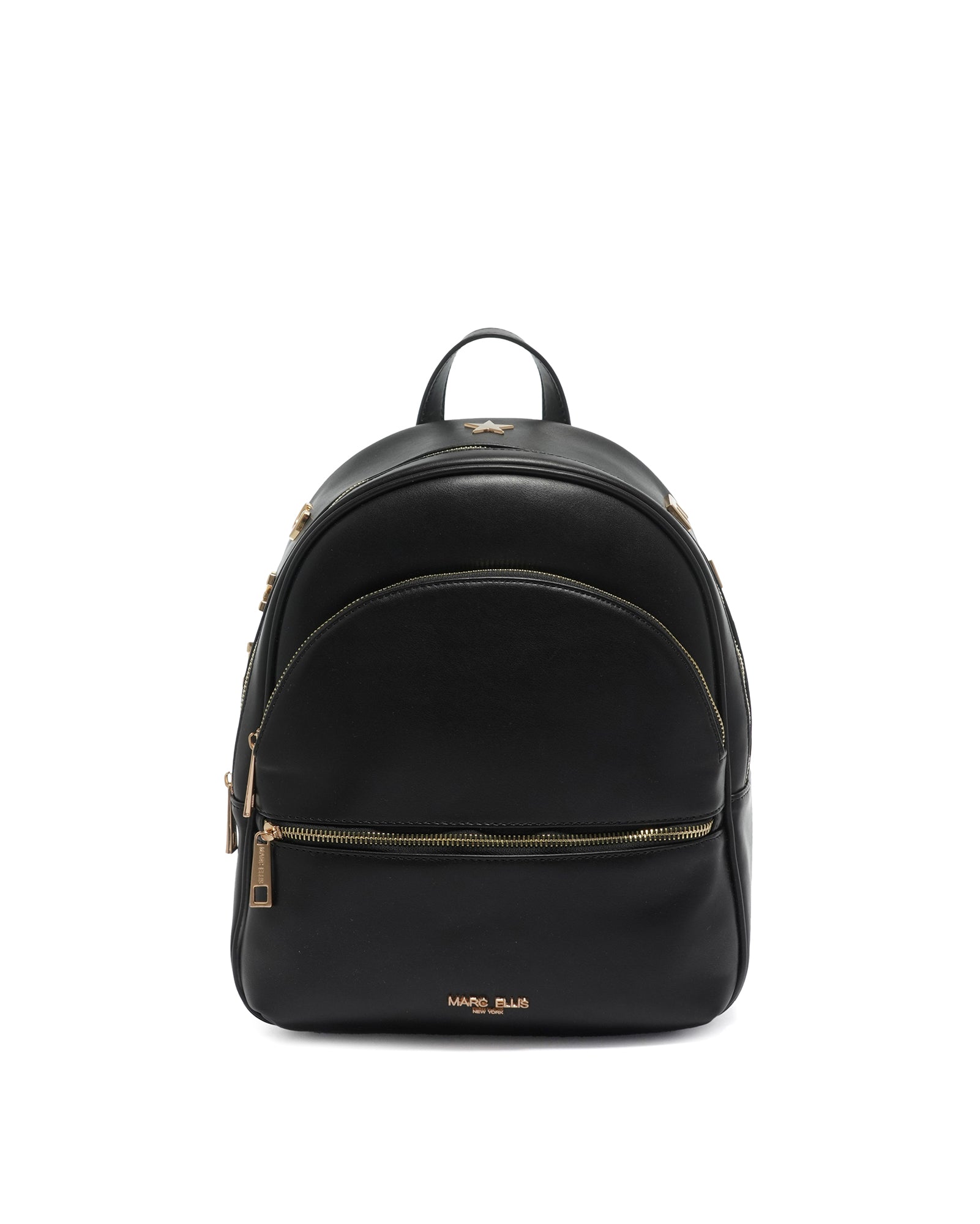 Zaino da donna in poliuretano Vegan LISA-MACRO-BLACK-BRUSH GOLD Marc Ellis