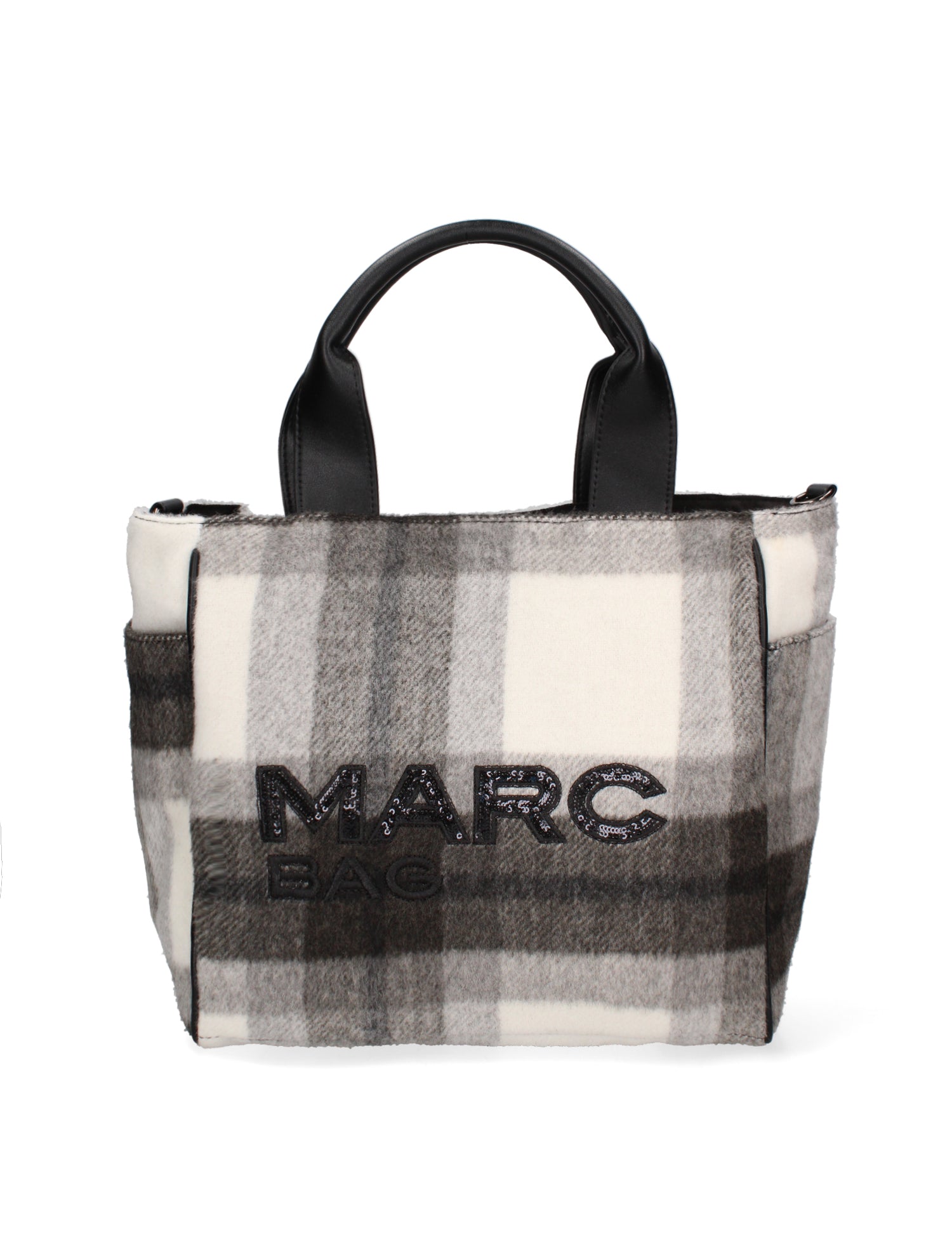 Borsa a mano da donna Lana e Tessuto MARC-BAG-TARTAN-GLACIER GRAY Marc Ellis
