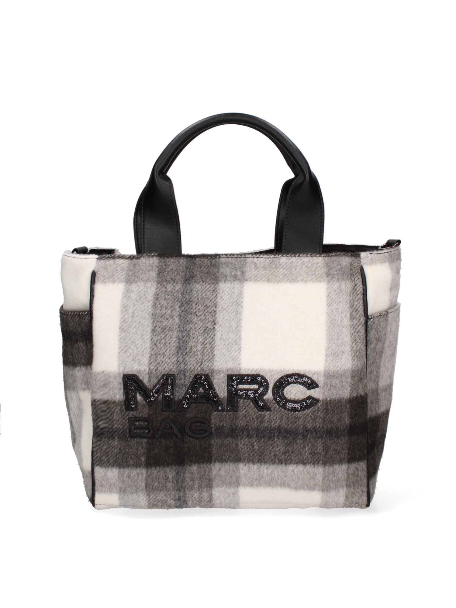 Borsa a mano da donna Lana e Tessuto MARC-BAG-TARTAN-GLACIER GRAY Marc Ellis