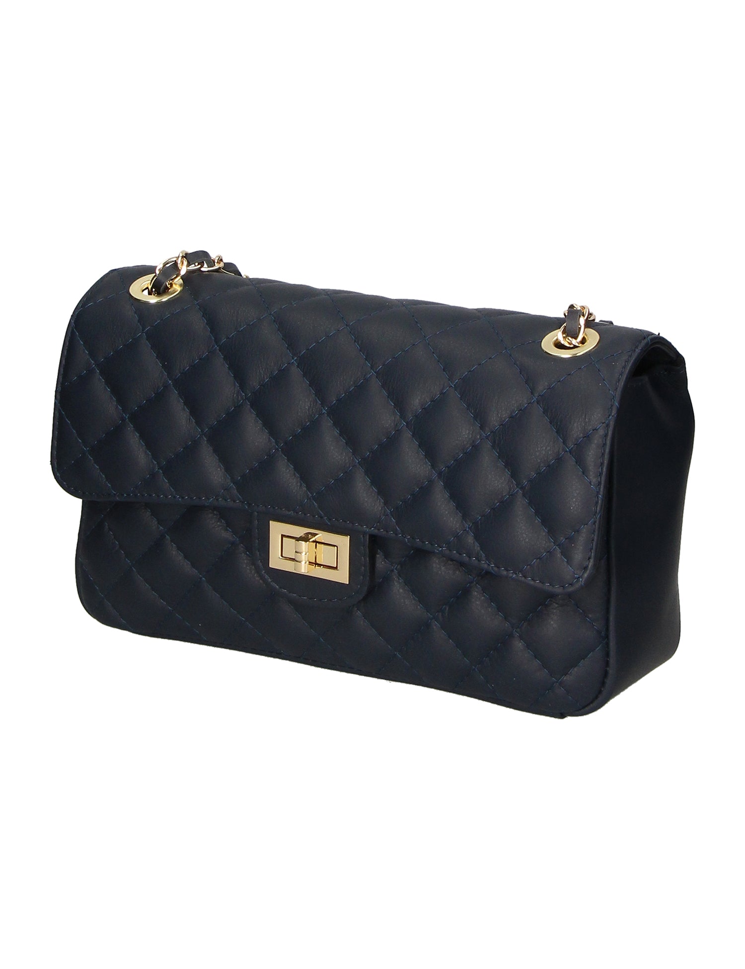 Clizia Borsa a spalla da donna Vera pelle 6078-S24 BLU JEANS Gave Lux