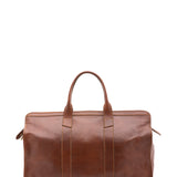 Borsa da viaggio unisex in vera pelle 100% cotone 4091-MARRONE Alessia Firenze