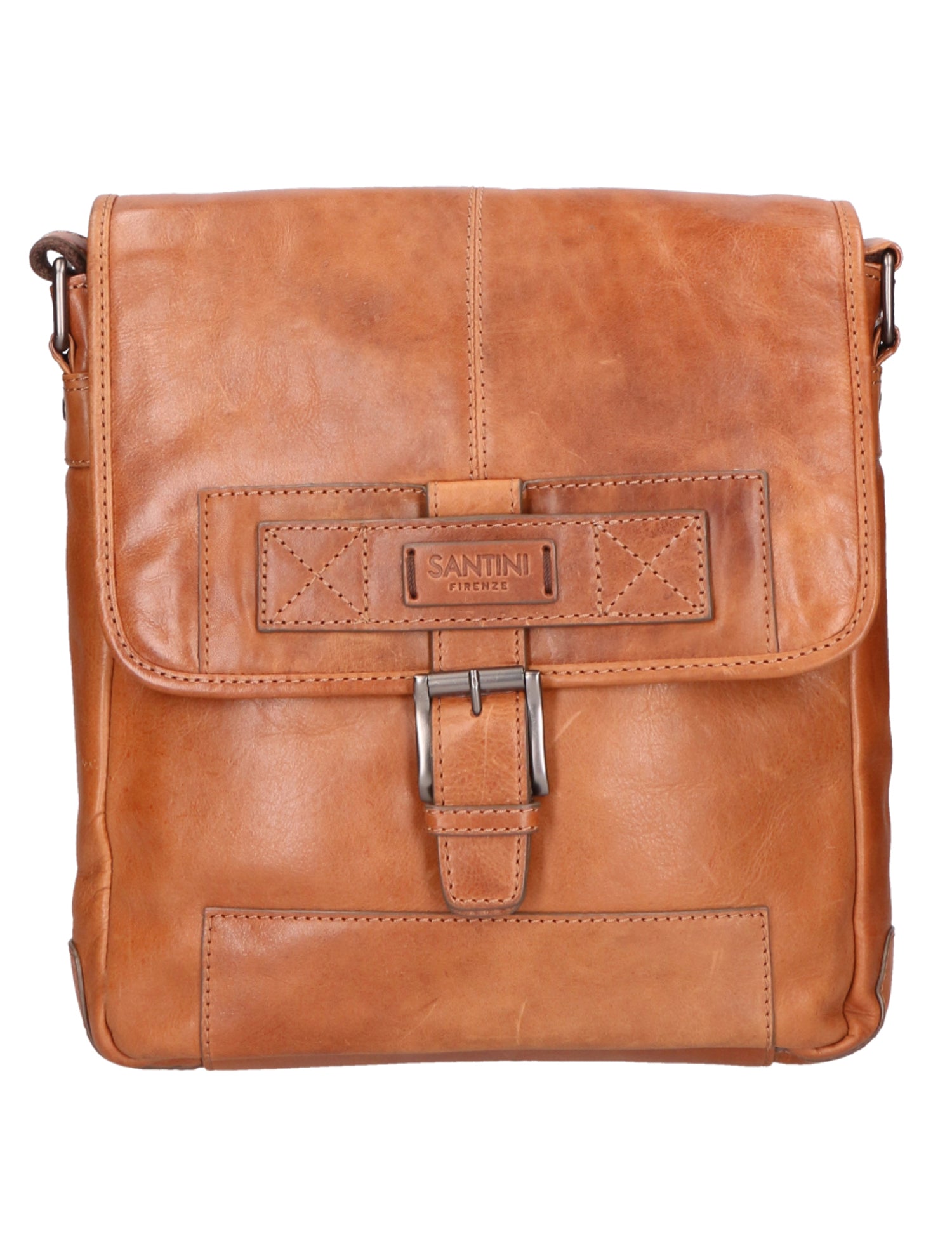 Borsa a tracolla unisex vera pelle 100% pelle SN5861547-TAN Santini Firenze