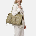 Borsa a Spalla in Genuine Printed Suede Leather Verde