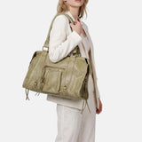 Borsa a Spalla in Genuine Printed Suede Leather Verde
