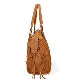 Borsa a Spalla in Genuine Printed Suede Leather Cognac