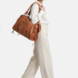 Borsa a Spalla in Genuine Printed Suede Leather Marrone
