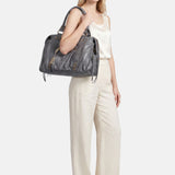 Borsa a Spalla in Genuine Printed Suede Leather Cuoio