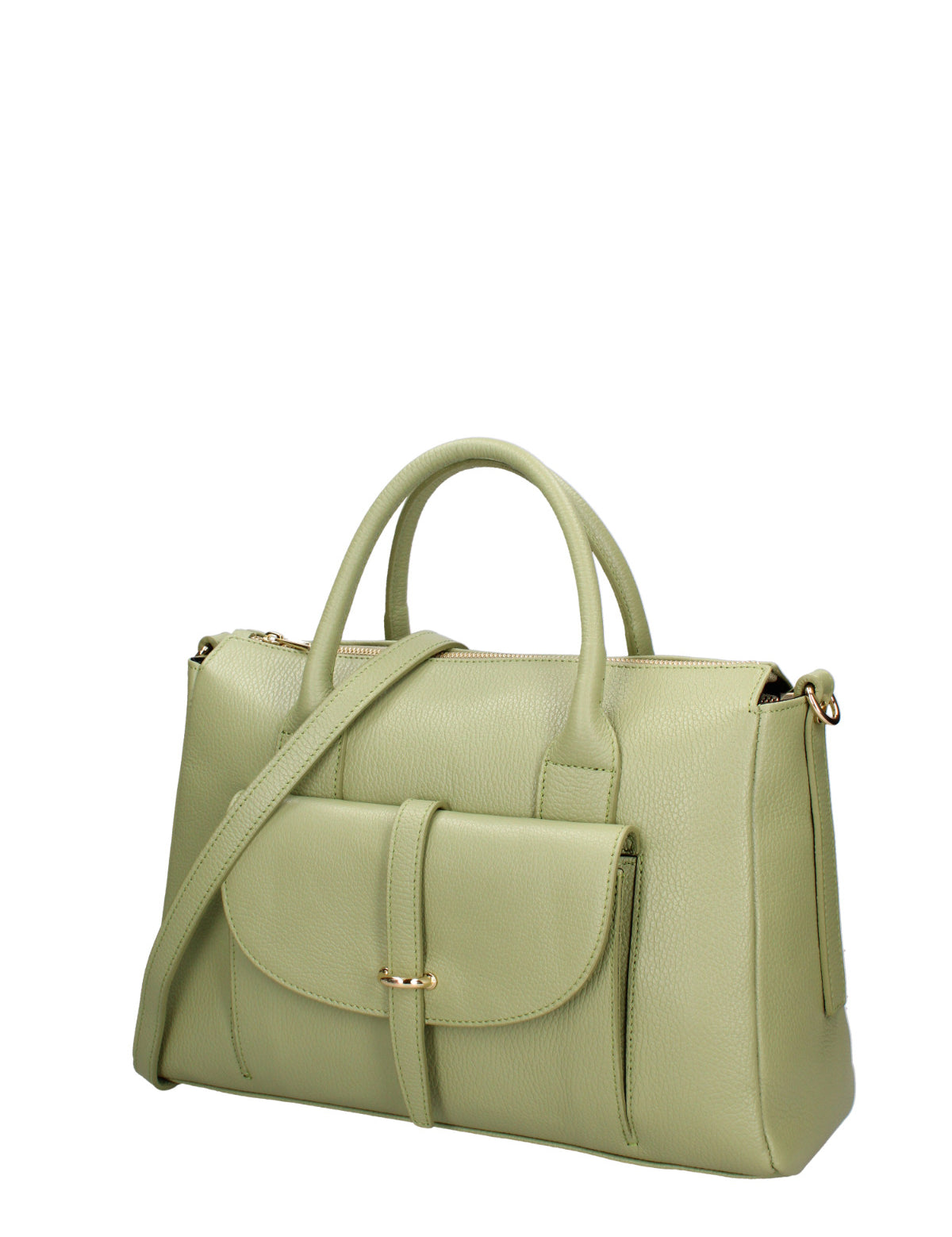 Borsa a Mano in Dollaro Leather Verde Chiaro