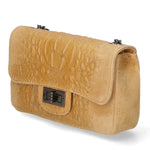 Camilla Borsa a tracolla da donna Pelle scamosciata croco 10029-CUOIO Gave Lux