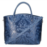 Enza Borsa a mano da donna Vera pelle 8007023FBG-012 BLU JEANS Gave Lux