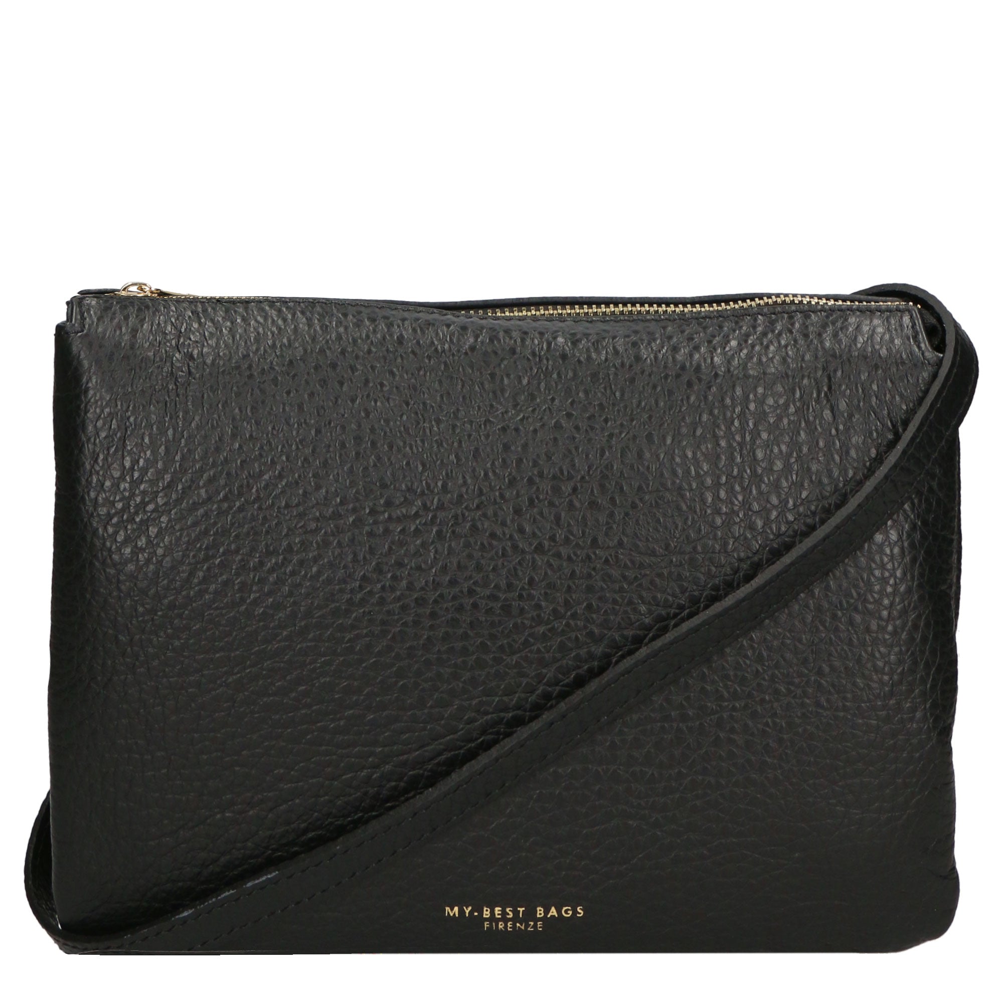 Borsa a tracolla da donna 100% pelle MYB-6049-FW-D28 NERO BLACK My Best Bag