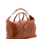 Borsa da viaggio unisex in vera pelle 100% cotone 4046-MIELE Alessia Firenze