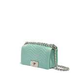 Borsa a mano da donna 100% Pvc FLAT XS MANHATTAN-VERDE ACQUA + SILVER Marc Ellis
