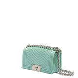 Borsa a mano da donna 100% Pvc FLAT XS MANHATTAN-VERDE ACQUA + SILVER Marc Ellis