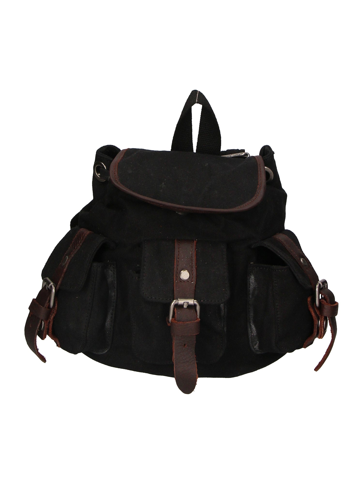 Micaela ZG3006-NERO BLACK Zaino unisex in canvas e vera pelle Gave Lux