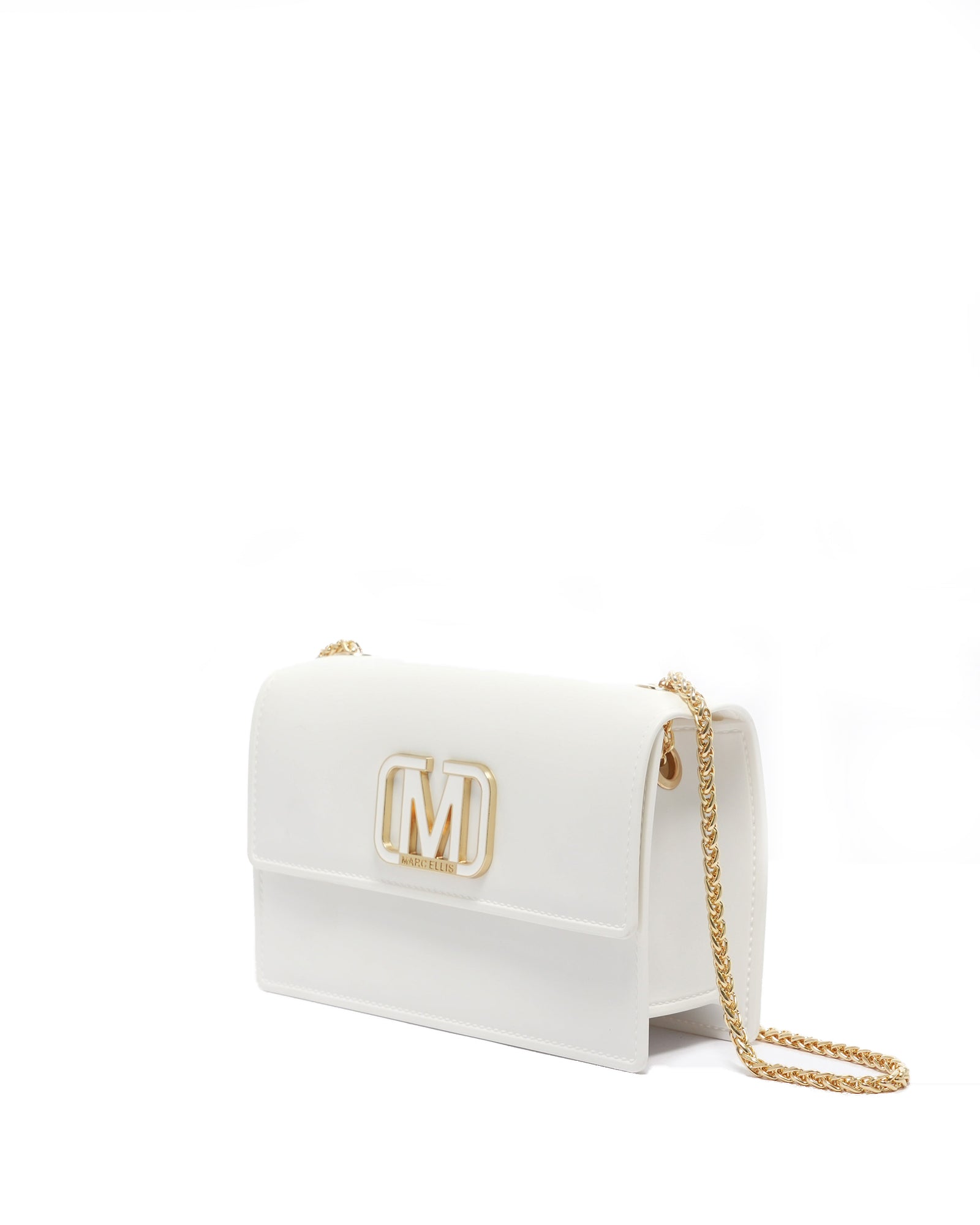 Borsa a mano da donna 100% Pvc FLAT SUPERMEE M-WHITE + GOLD Marc Ellis