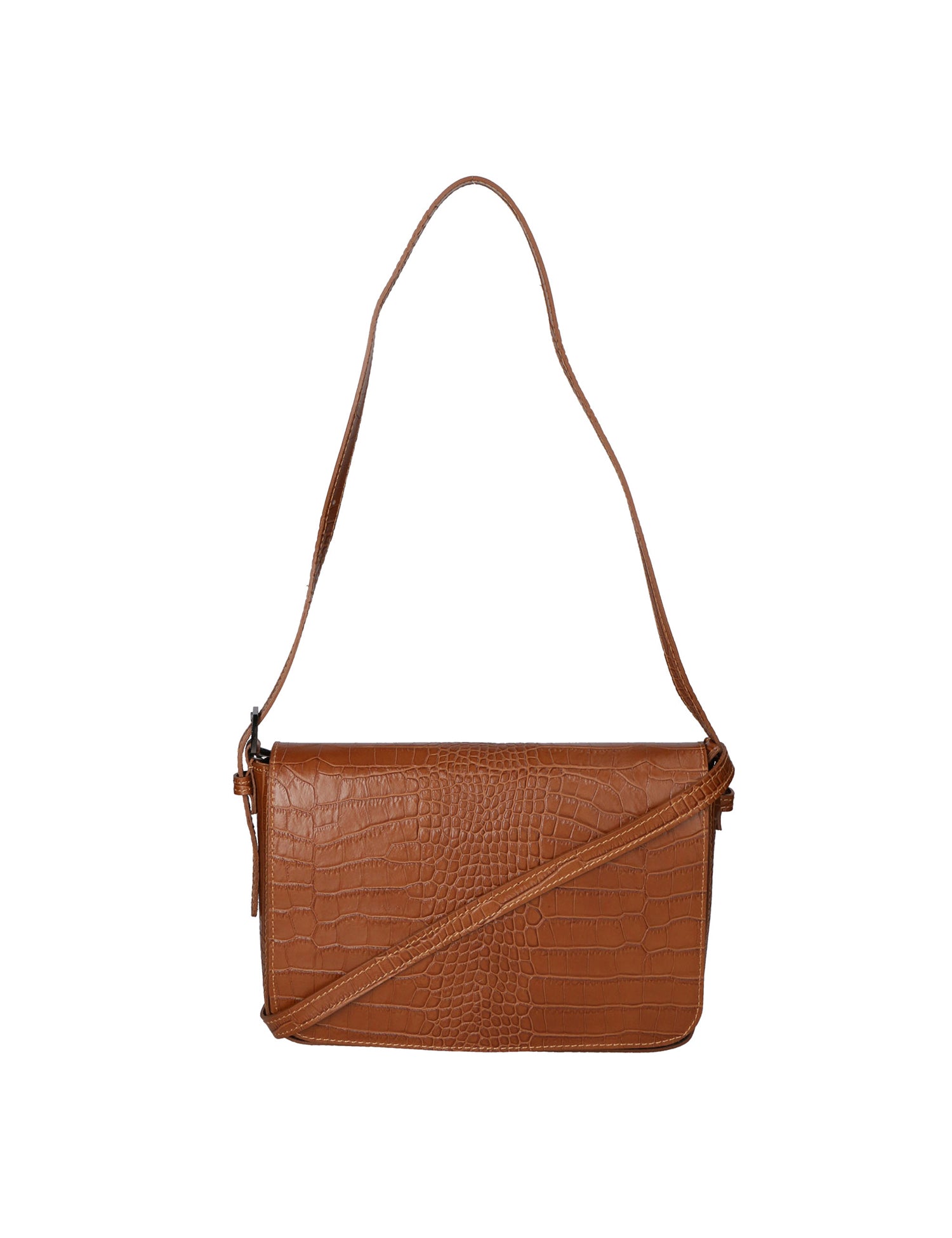 Azzurra Borsa a spalla da donna Vera pelle croco 05699-C17 CUOIO COGNAC Gave Lux