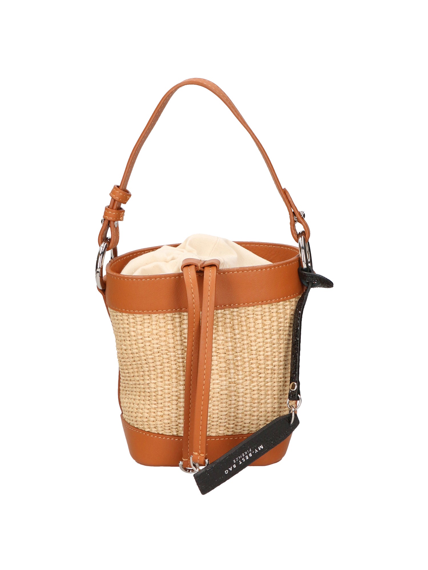 Borsa a secchiello da donna Misto pelle e tessuto MYB-05166-SS-141+S44 CUOIO My Best Bag