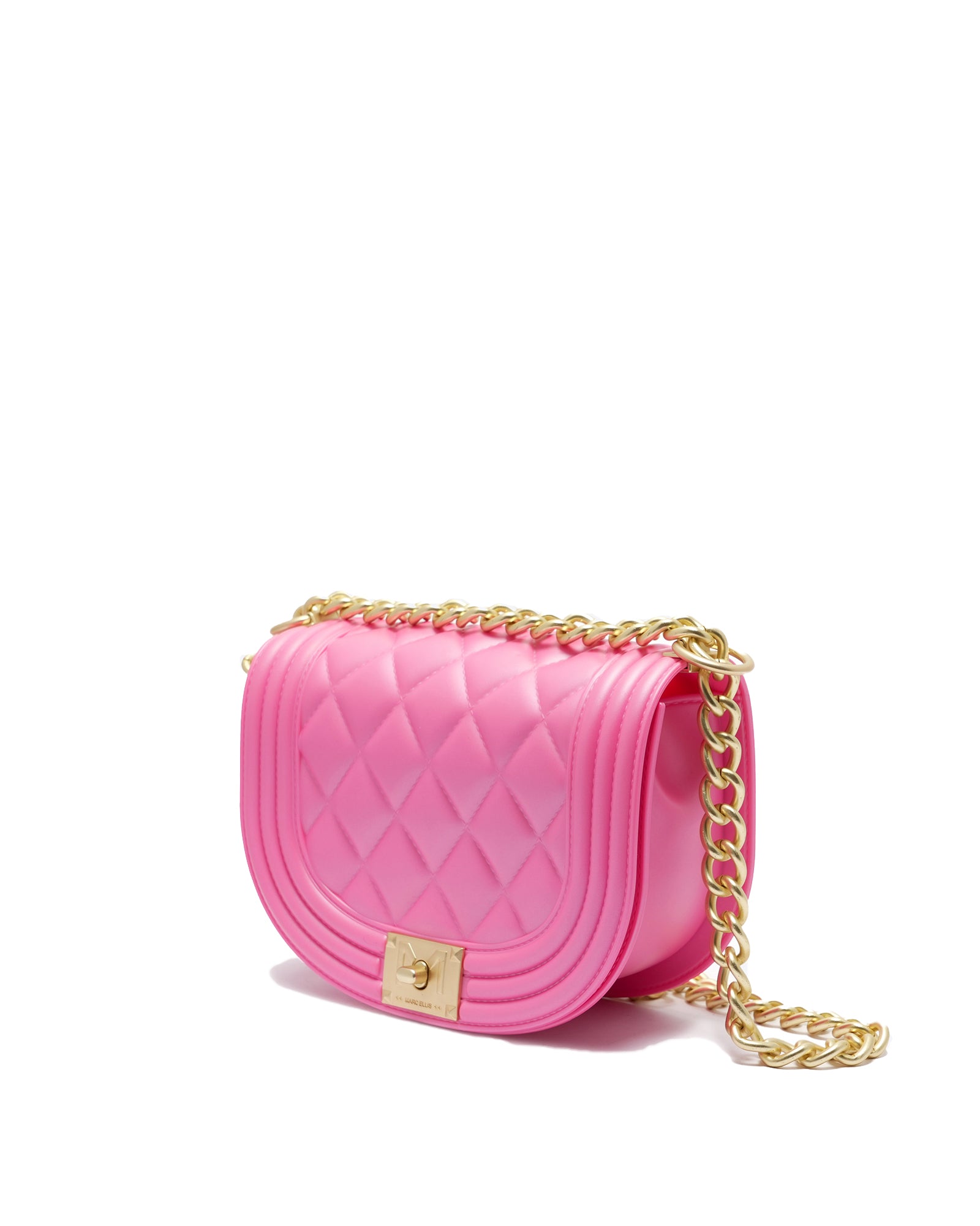 Borsa a mano da donna 100% PVC FLAT ZOE-AURORA PINK + OFF GOLD Marc Ellis