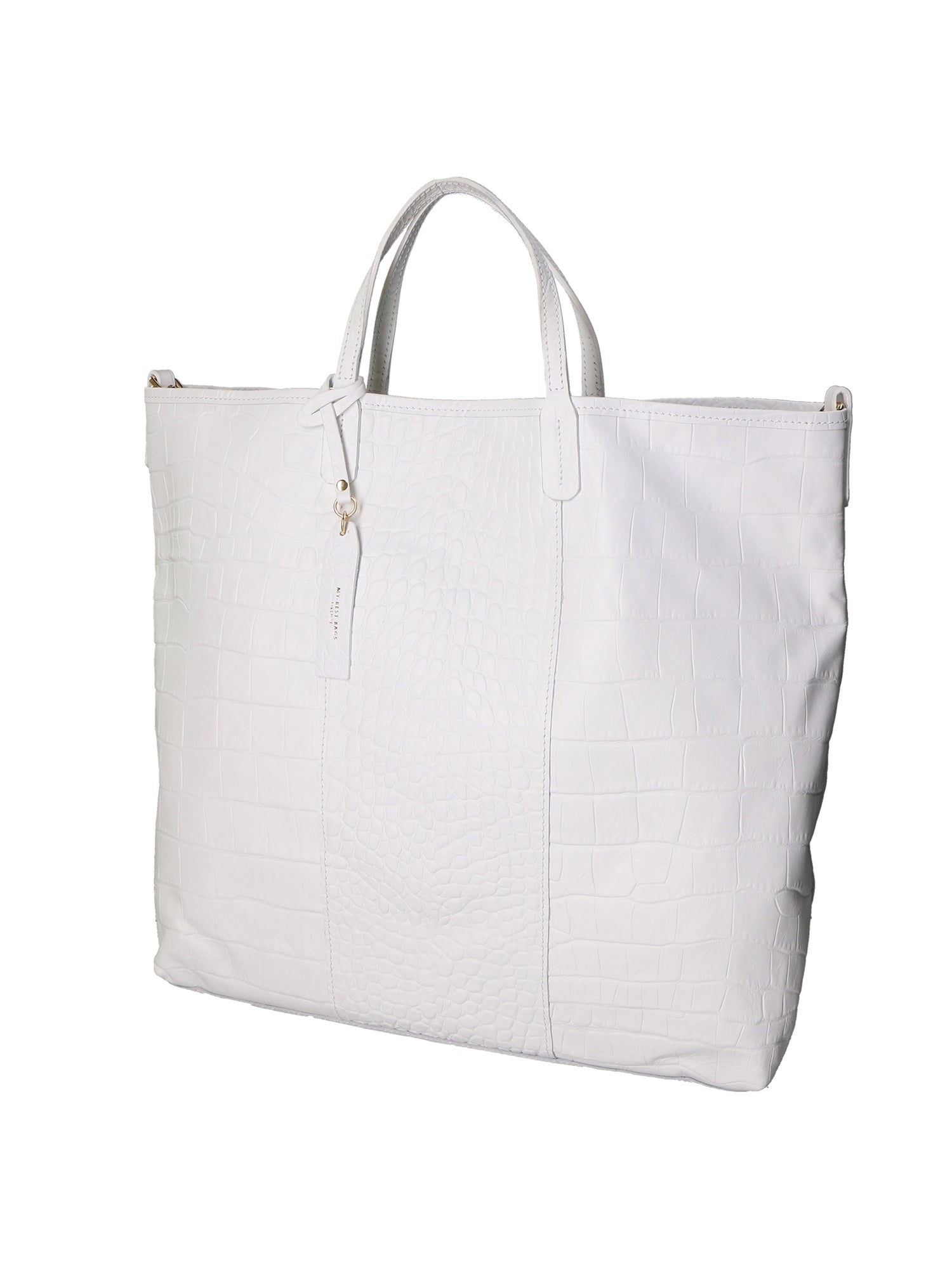 Borsa a mano da donna Vera pelle stampata coccodrillo MYB-7043-SS-S01 BIANCO My Best Bag