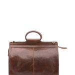 Borsa da viaggio unisex in vera pelle 100% cotone 4563-TESTA DI MORO Alessia Firenze