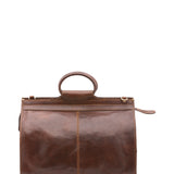 Borsa da viaggio unisex in vera pelle 100% cotone 4563-TESTA DI MORO Alessia Firenze