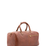 Borsa da viaggio unisex in vera pelle 100% cotone 4311-MARRONE Alessia Firenze