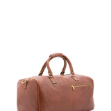 Borsa da viaggio unisex in vera pelle 100% cotone 4311-MARRONE Alessia Firenze